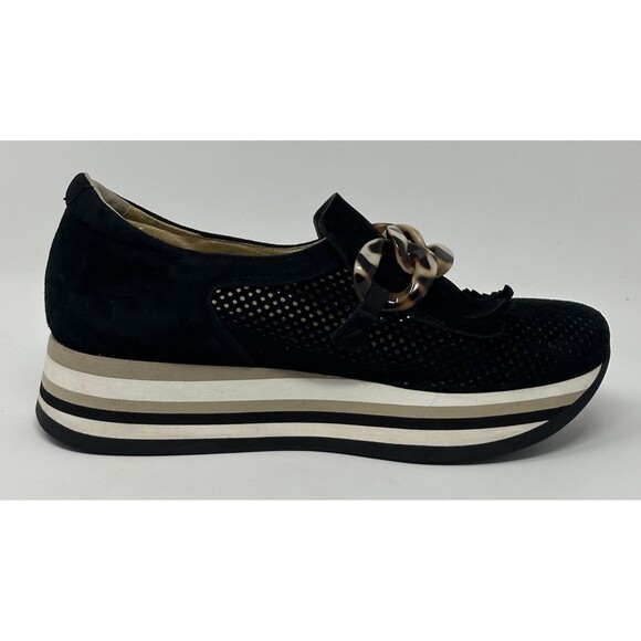 Softwaves Cadie Platform Sneakers Womens EU 37.5 US 7 Loafer Black Suede Slip On - Picture 10 of 12